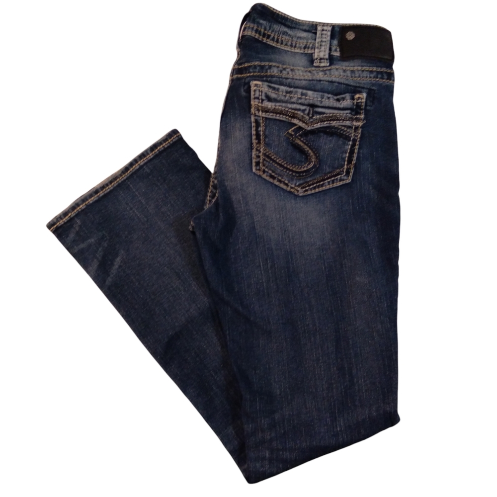 Silver suki mid slim boot jeans womens 32x31 blue denim Stretch dark wash